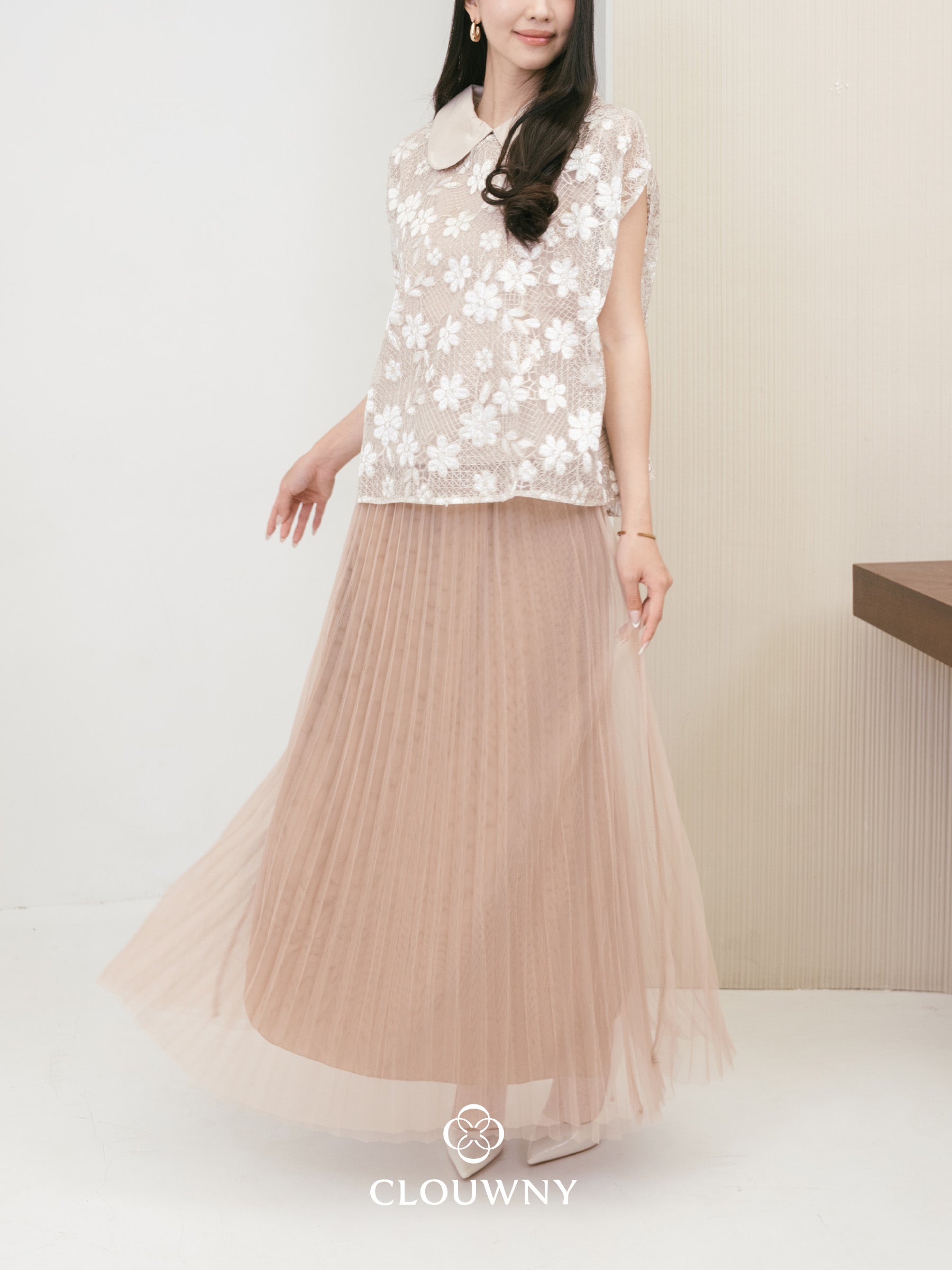 Onyva Tutu Pleats Skirt - Khaki